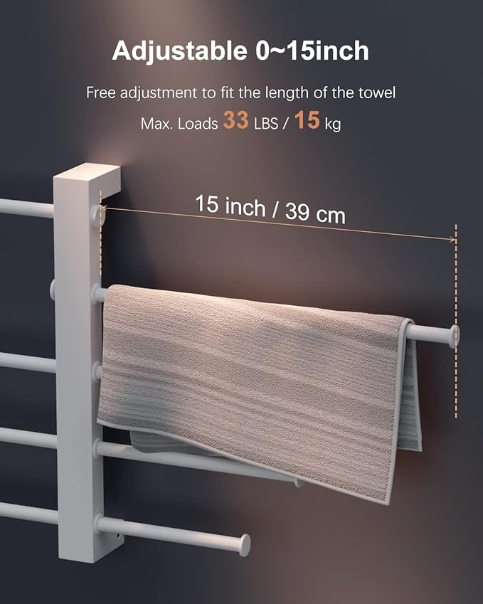 5-Tier Bridge Sliding Bathroom Towel Bar 16 Inch 1.5" Tube