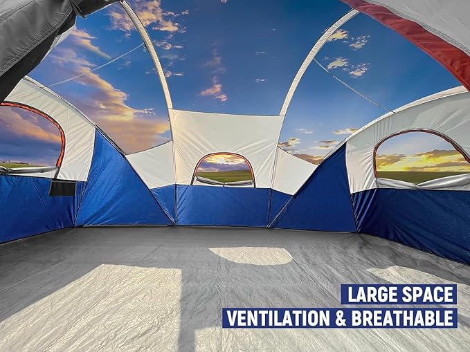 HIKERGARDEN 10 Person Camping Tent - Portable Easy Traveling-14'x11'x74in(H)