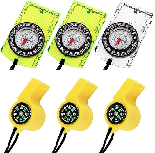 3pcs Compass Hiking Survival with 3pcs 2-in-1 Camping