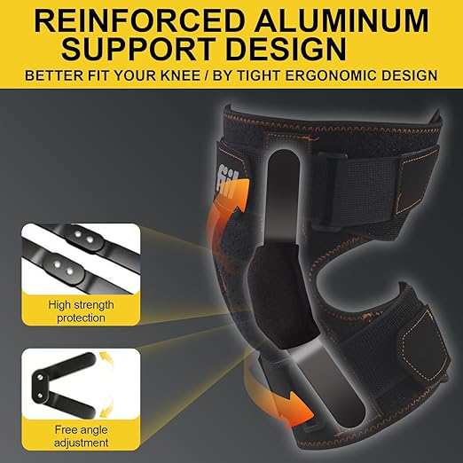 Hinged Knee Brace For Meniscus Tear - Adjustable Knee Support for Knee Pain Removable Side Knee Stabilizers and Gel Pads Effective Relief Arthritis Tendinitis Pain For Men and Women