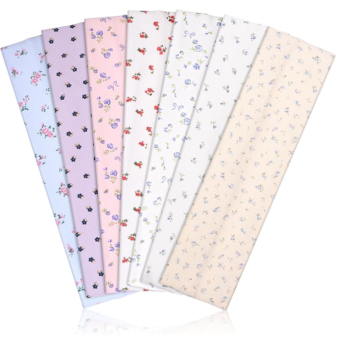 Headbands for Women Non Slip - 7PCS Fashion Sports Hair Bands for Women's Hair, Soft Cotton Cloth Stretchy Headbands for Women for Workout Yoga Running