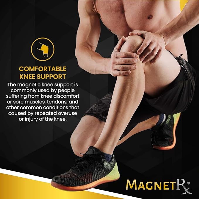 MagnetRX® Magnetic Knee Sleeve – (2-Pack) Effective Compression Knee Brace with Magnets for Knee Comfort & Recovery – Magnetic Knee Brace Support (Medium)