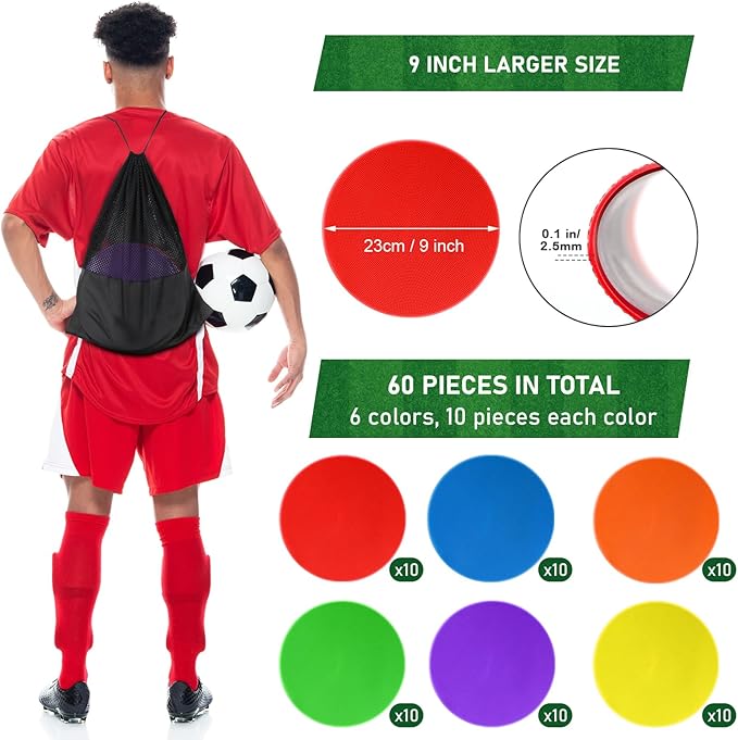 60 Pcs Poly Spot Markers Non-Slip Rubber Floor