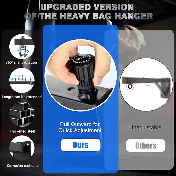 Heavy Bag Hanger - Wall Mount Punching Bag Hanger, Adjustable Heavy-Duty Boxing Bag Wall Bracket, Punching Bag Mount Stand for Home or Gym, for Kickboxing Bag, Muay Thai Bag,Etc (Supports up to 800Ib)