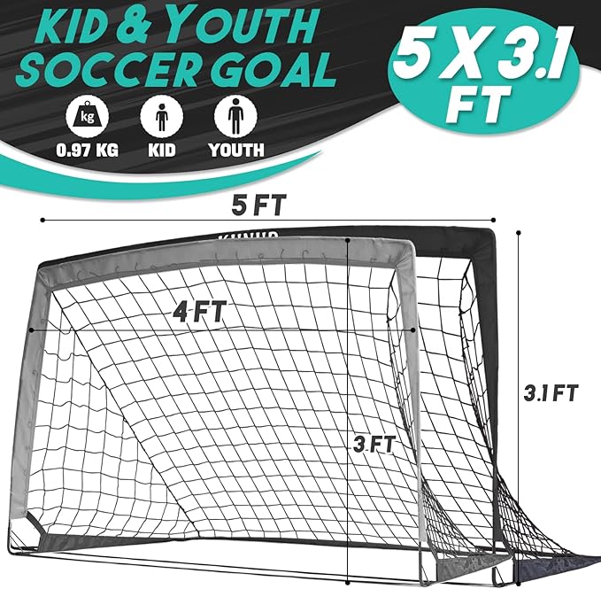 Kids Soccer Goal for Backyard 5×3, 6×4, 6×4, 9×5FT 9×5FT Easy
