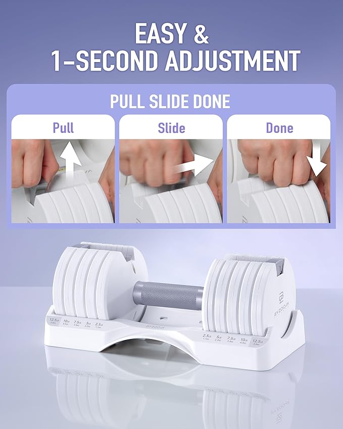 Adjustable Dumbbell 12.5/25lb Set of 2 or Single Unit Piece Weight Training Fitness Exercise Body Workout 5 in 1 for Home Gym Beginners Woman