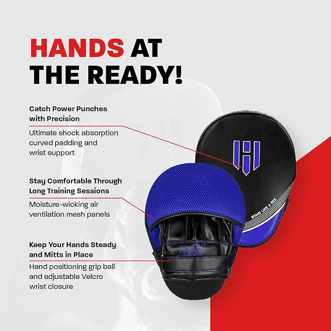 Hawk Sports Punching Mitts for Men, Women, & Kids, Leather Focus Mitts for Martial Arts & Boxing Training, Curved Punch Mitts for Karate, Kickboxing, Krav MAGA, Muay Thai & Taekwondo