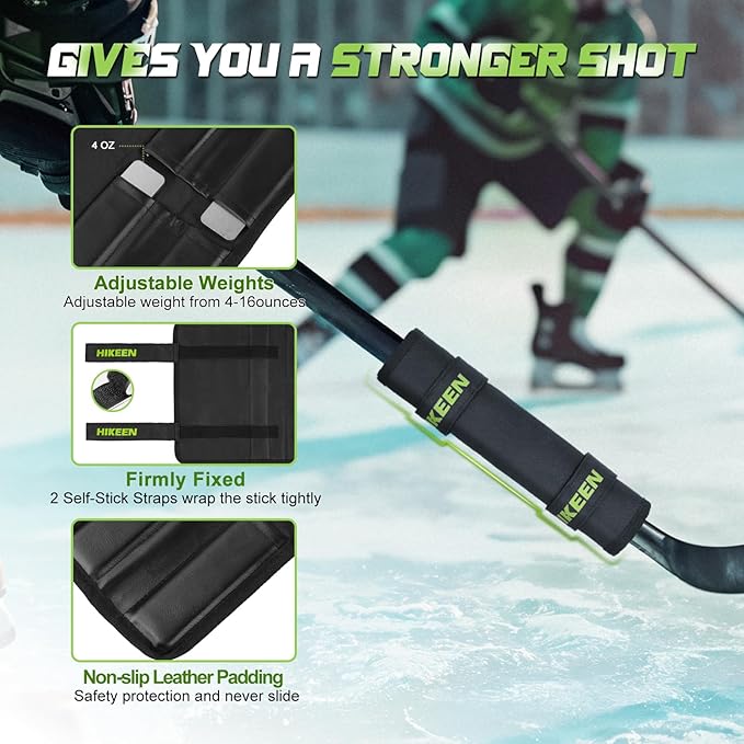 Hikeen Professional Hockey Stick Weight,Adjustable 4-16 Ounces Weights Training Aid,Anti-Slip Durable Hockey Stick Weight for Stick Speed, Timing and Puck Control