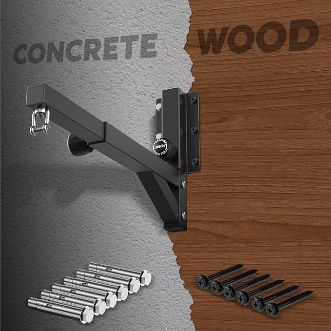 Heavy Duty Adjustable Punching Bag Hanger Wall Mount - Quick-Release Length & Height Heavy Bag Hanger, 800lb Capacity Punching Bag Stand for Home Gym, Boxing, MMA Training