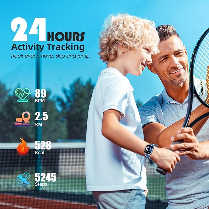 Kids Fitness Activity Tracker Watch, 1.4" DIY Watch Face IP68 Waterproof Kids Smart Watch with 19 Sport Modes, Pedometers, Sleep Tracking, Great Gift for Boys Girls Teens 6+