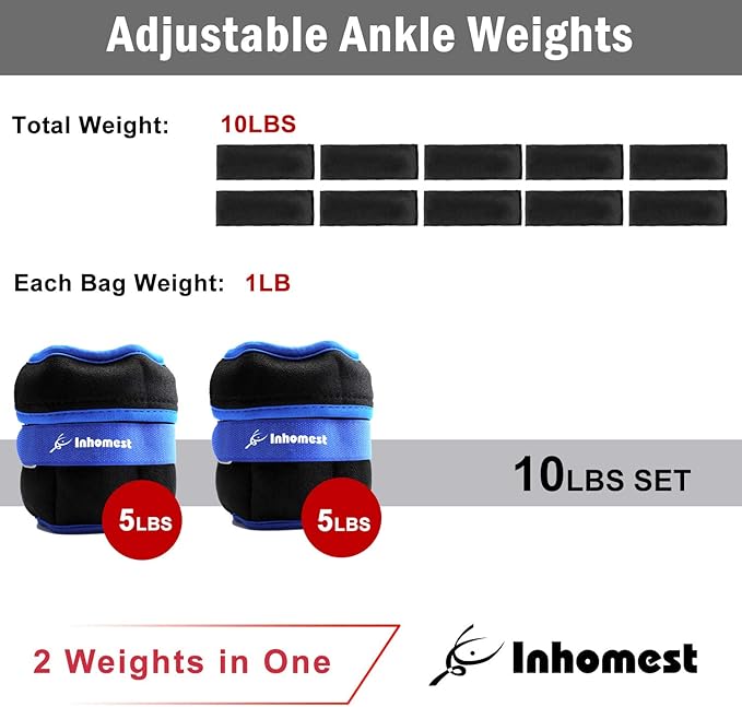 Adjustable Ankle Weights 1-5/10/12 Lbs Leg Weights