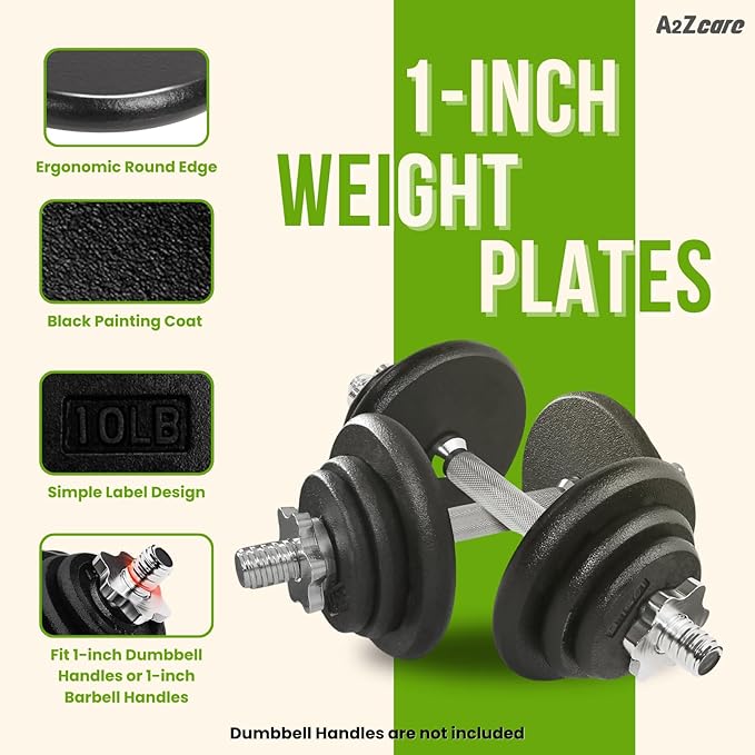A2ZCARE 1 inch Weight Plates Set 1.25 lbs 20 lbs, 1 inch, 1 inch