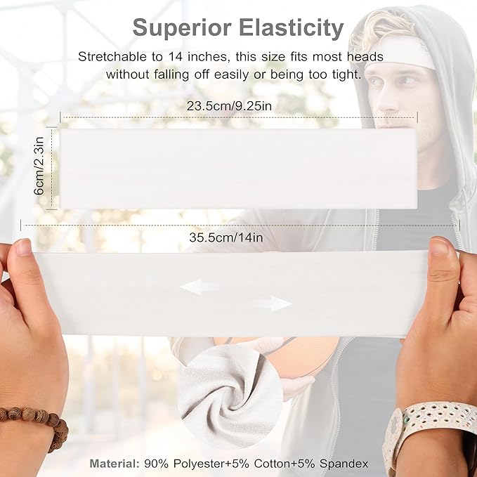 Headbands for Women Non Slip - Stylish Sports Hair Bands for Women's Hair - Soft Cotton Cloth Stretchy Headbands for Women for Yoga, Outdoor Exercise Running - 8 Pack