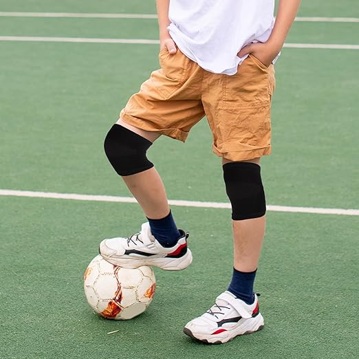 Kids Knee Sleeve Brace, 1 Pair Knee Compression Sleeve Breathable Children Knee Support Pad Elastic Soft Knee Protectors for Volleyball Football Dance Yoga Tennis Running Cycling Climbing(L)