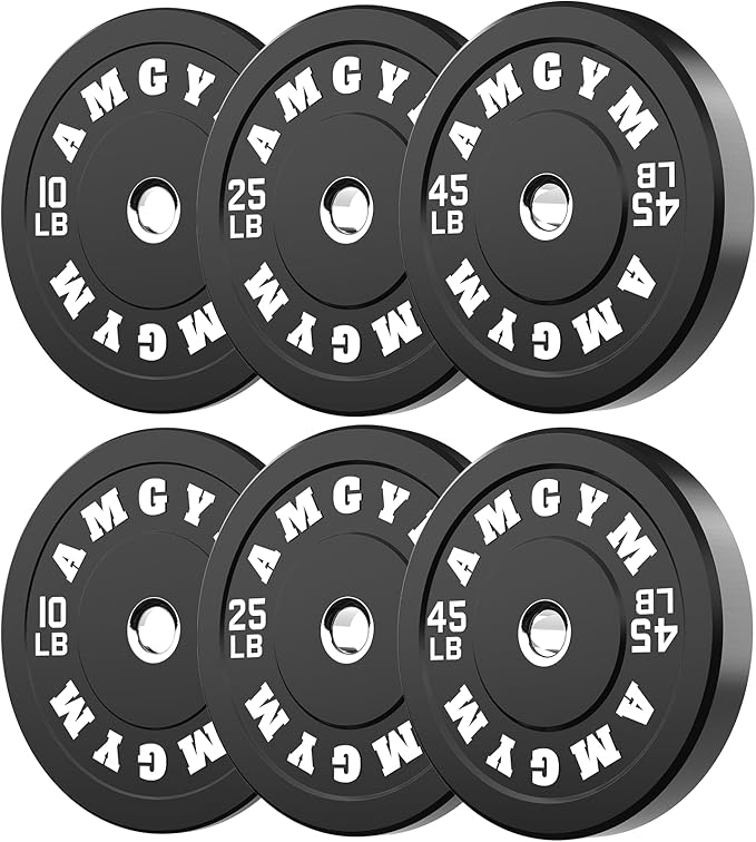 2 Inch Bumper Plates，10-500lbs，Barbell Rubber Olympic Weight Plates Set for Home Gym, Strength Training & Weight Lifting, Multiple Options Colors