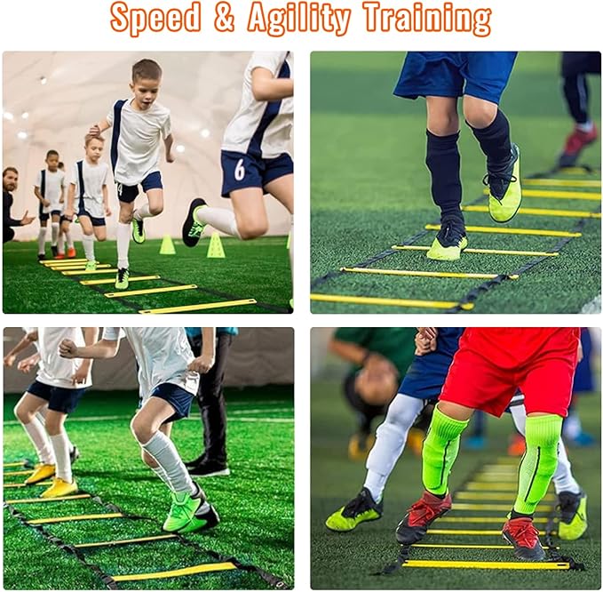 Agility Ladder Soccer Training Accessories Equipment 6m Speed 12 Cones