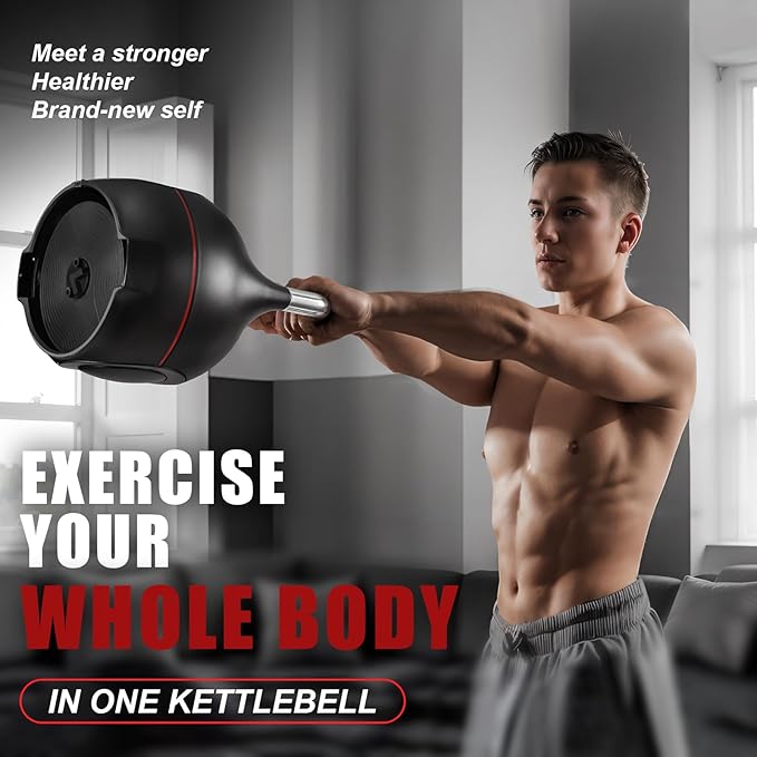 Adjustable Weights Kettlebell - Quickly Easy Adjusts 7 Weights(5lb-44lb)