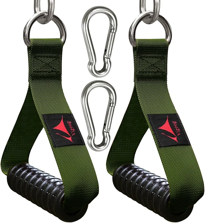 Heavy Duty Gym Exercise Handles Attachment for Cable Machine,Resistance Band,Pulley System Home Fitness Workout Equipment, with Elastic Rubber Grip and 2 Large Carabiners