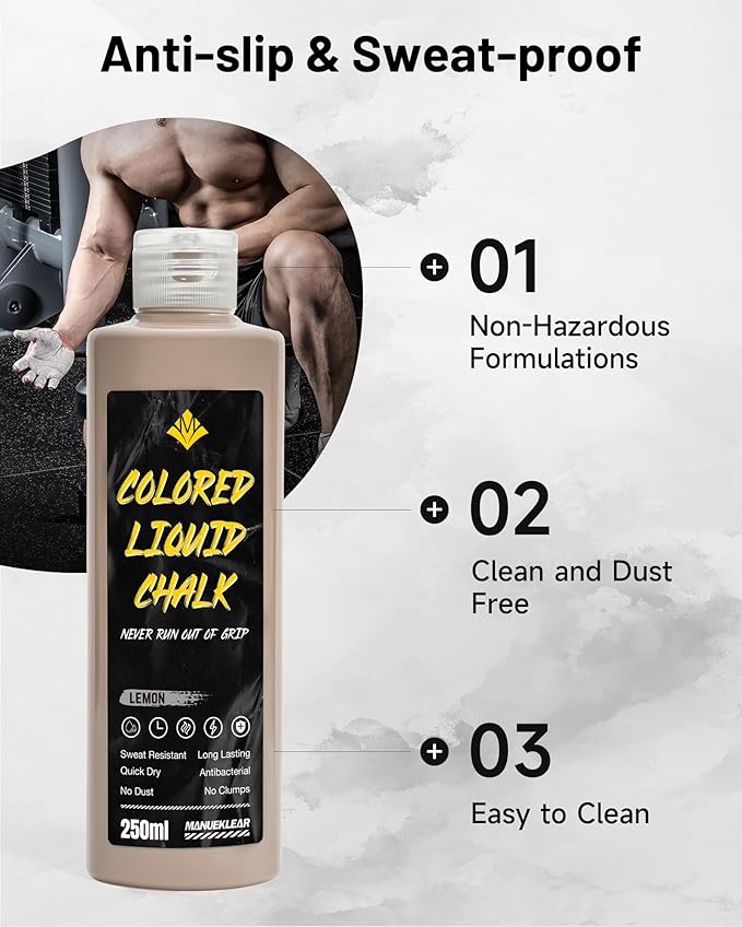 MANUEKLEAR 50/250ml Scented Gym Chalk Easy to Carry, Liquid Chalk Gym for Dry Hands and Enhance Grip, Lifting Chalk for Weightlifting, Gymnastics, Rock Climbing
