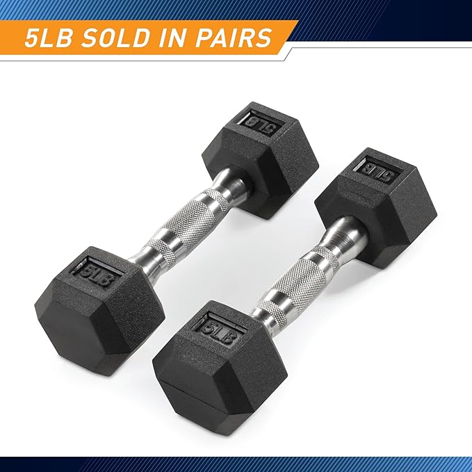 Marcy Rubber Hex Dumbbell Sold in Pairs - Available for 5lb - 20lb