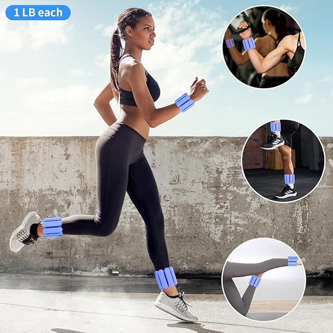 Adjustable Ankle Weights for Women Men Running,1 Pair (1Lbs Each)