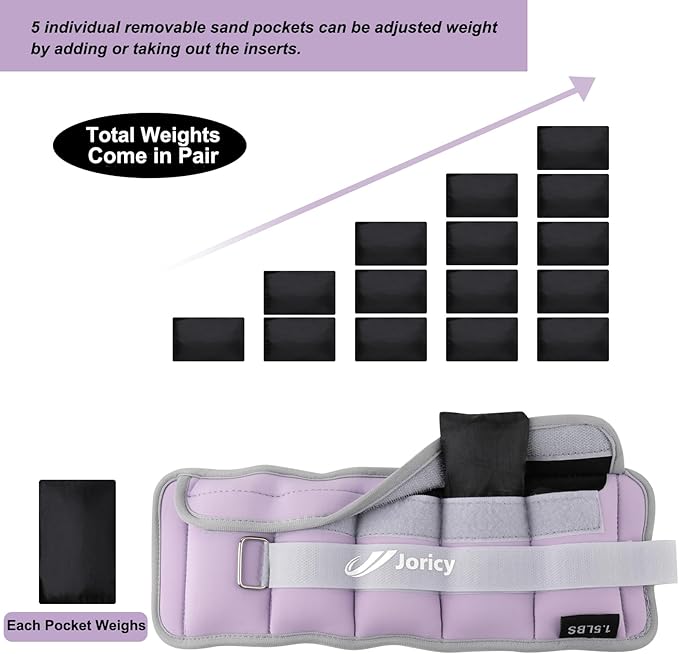 Adjustable Ankle Weights for Women Men Kids 1/2/3/4/5/6/8/10/12/20 1 Pair