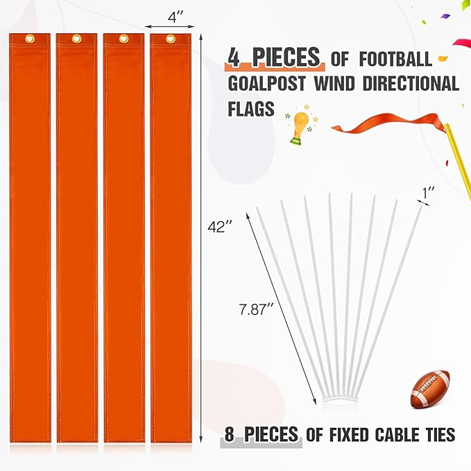 Mepase Set of 4 Football Goalpost Wind Directional 8 Fixed 4 x 42 Inch