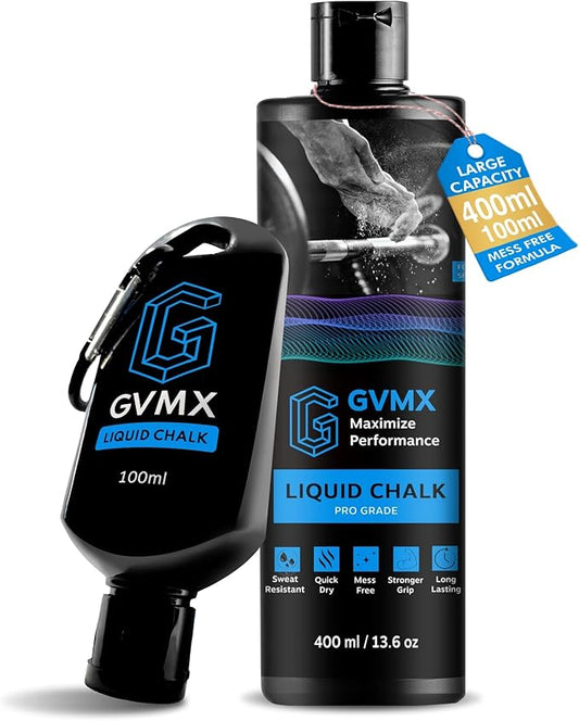50ML/100ML/400ML Superior Grip Premium Liquid Chalk. Long Lasting Mess-Free Gym Chalk for Weightlifting, Gymnastics, Climbing. Fast Drying Refillable Gym Accessories. Package May Vary.