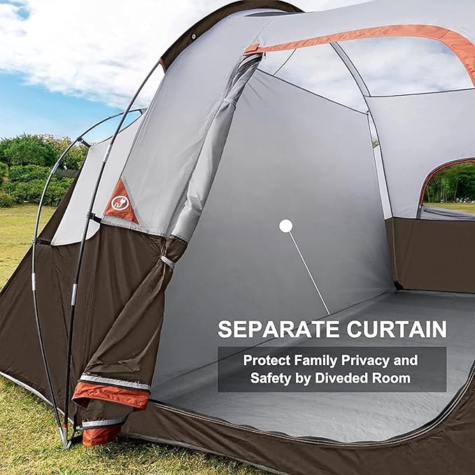 HIKERGARDEN 10 Person Camping Tent - Portable Easy Traveling-14'x11'x74in(H)