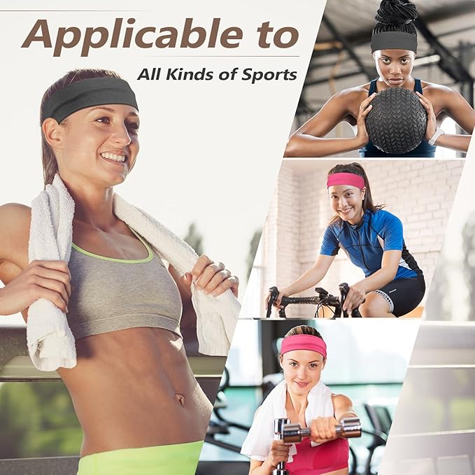 Headbands for Women Non Slip - 7PCS Fashion Sports Hair Bands for Women's Hair, Soft Cotton Cloth Stretchy Headbands for Women for Workout Yoga Running