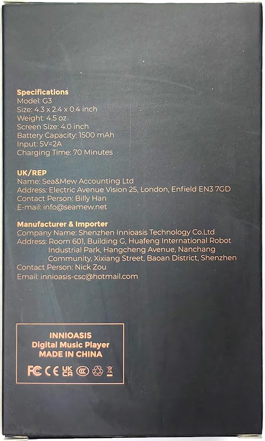 160GB MP3 Player with Bluetooth and WiFi, innioasis Music Player with Spotify,Pandora,Amazon Music,4" Touch Screen Android MP4 MP3 Player for Kids with Libby,Audible(Black_Gold)