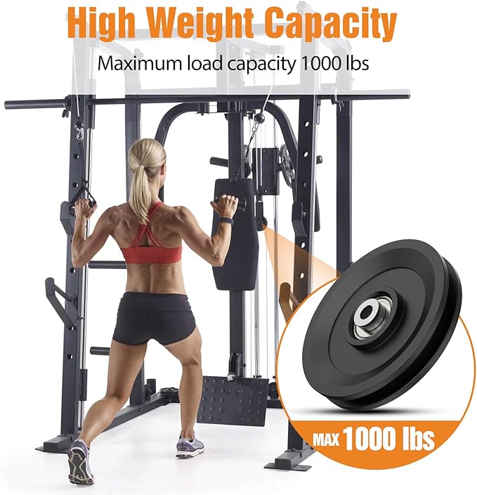 4.5 Inch / 114 MM Universal Nylon Bearing Pulley Wheel Replacement Compatible with Cable Machine Home Gym, Garage Door Pulley System, Weight Machine, Gym Equipment