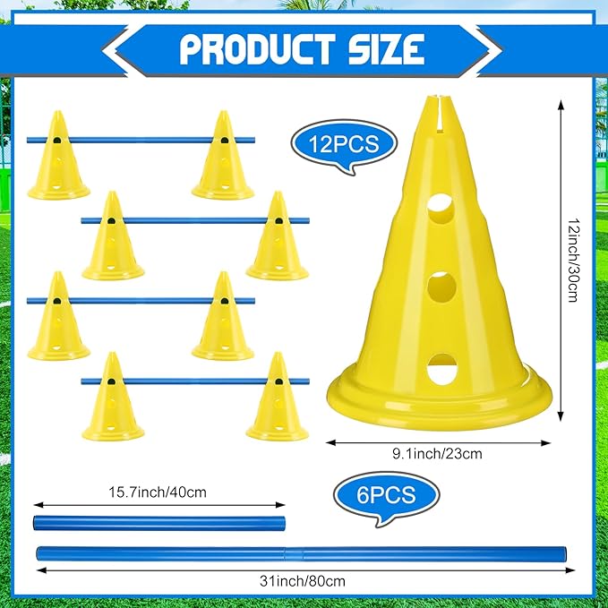 6 Sets Dog Agility Hurdle Cone Set Include 12 Agility 6 Agility