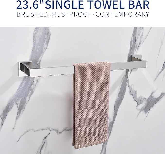 23.6 Inch Black Single Towel Bar Rack 304 Stainless