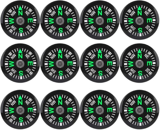 Mini Survival Compass 12pcs Black