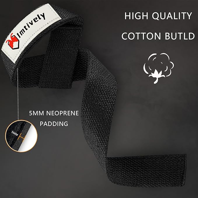 Lifting Straps, Wrist Straps for Weightlifting, Bodybuilding, Powerlifting, Deadlifts, Gym Straps for Workout,Strength Training,Padded Cotton Wrist Wraps/Wrist Straps (1 Pair)
