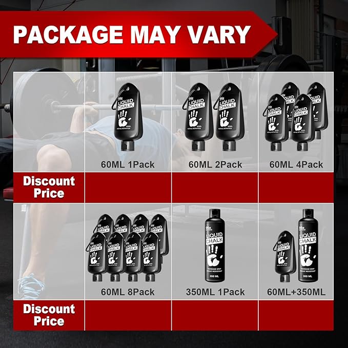 60ML Superior Grip Liquid Chalk Mess-Free Gym Chalk for Weightlifting, Gymnastics, Rock Climbing, Dancing, Dries in Seconds. Package May Vary.