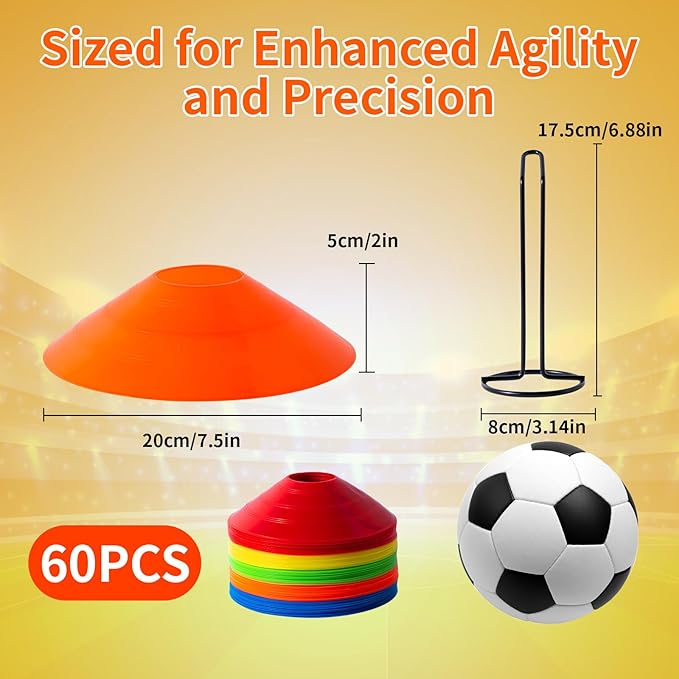 60 Pcs Agility Soccer Cones Set - Sports