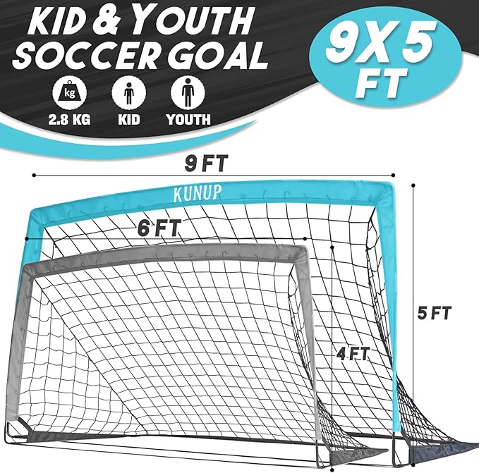 Kids Soccer Goal for Backyard 5×3, 6×4, 6×4, 9×5FT 9×5FT Easy