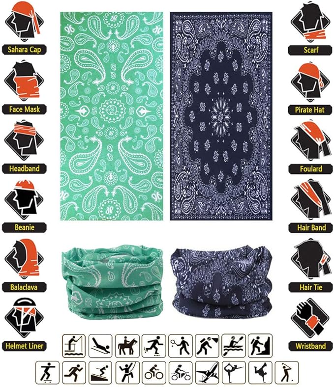 Headband Neck Gaiter Head Wrap Headwear Face Mask Magic Scarf Bandana for Men and Women