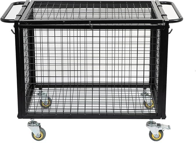 Metal Basketball Rolling Cart Sports Equipment Storage Wheel