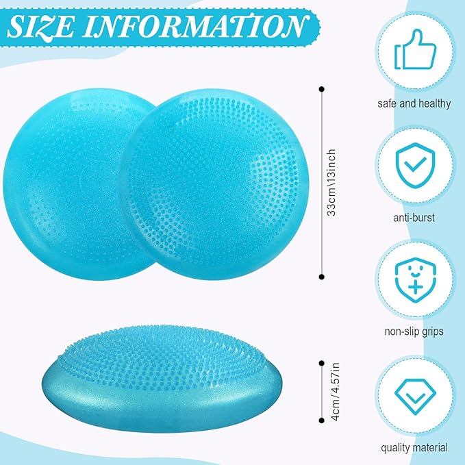 Libima 4 Pcs Glitter Wiggle Seat for Sensory Kids Inflated Wobble Cushion Sensory Seat Flexible Seating for Classroom Elementary, Balance Disc with Pump for Kids Adult Office Home