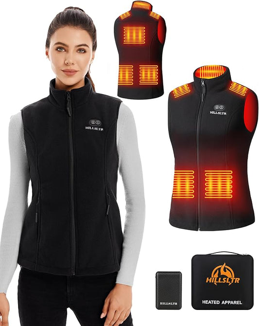 Heated Fleece Vest for Women with 7.4V 12000mAh Battery Pack - Lightweight Electric Heating