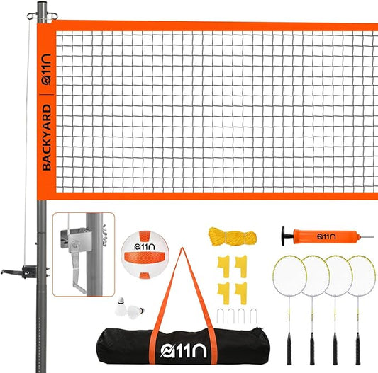 A11N Outdoor Volleyball and Badminton Combo Set - 4 Badminton 2 Shuttlecocks,