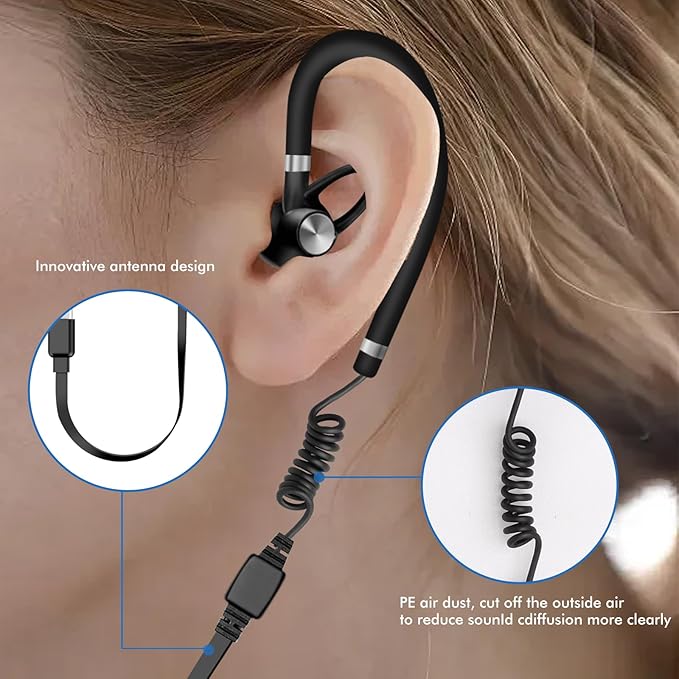 Mini Walkie Talkie Headset: Bluetooth Two-Way Radio FM Transceiver
