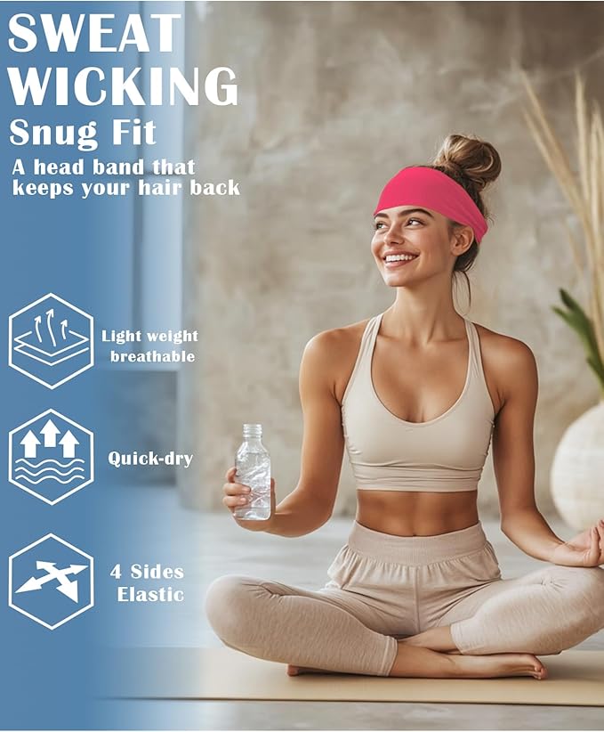 Headbands for Men & Women, Sweat Headband Non-Slip Sweatband Sports Running Cycling Yoga Basketball Workout Football Training