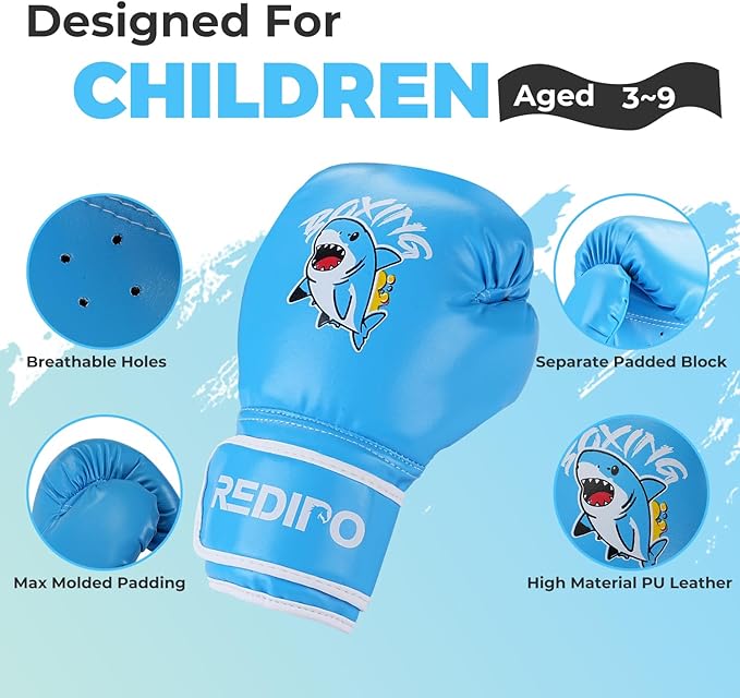 Kids Boxing Gloves, Youth Boxing Training Gloves for Kids 3-9 Year Boys and Girls, 4&6OZ Fighting Gloves, Punching Bag Kickboxing Thai Mitts MMA Training Sparring Gloves