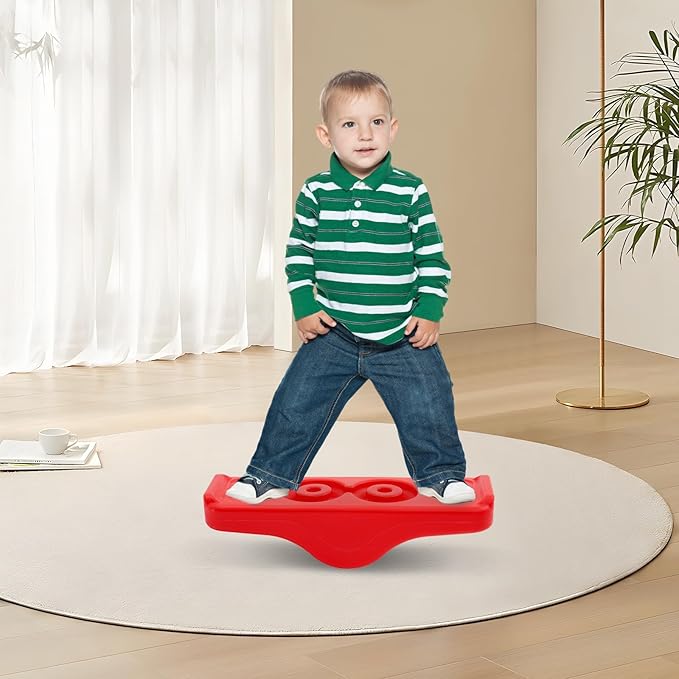 Kids Rocking Seesaw Balance Board with 5 Wooden Balls Sensory Training Rocking Board Balance Training Equipment Children Indoor Outdoor Activity Toy