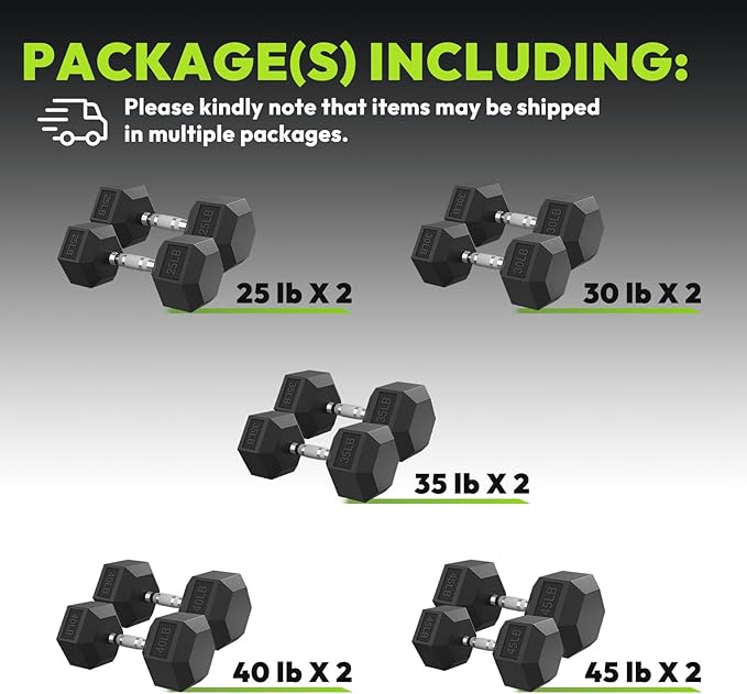 Hex Dumbbell Set, 30-480 lb Set Rubber Encased Exercise & Fitness Dumbbells, Weights Dumbbells Set, Hand Weight for Strength Training