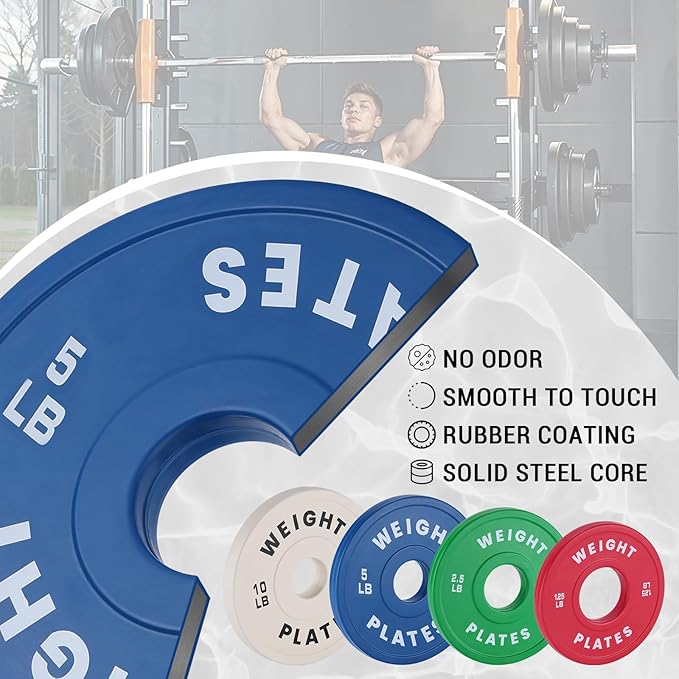 2 In Change Plates 1.25LB 2.5LB 5LB 10LB Fractional Weight Plates,Bumper Plates for Weight Lifting,Strength Training Gym Home,Rubber Coating
